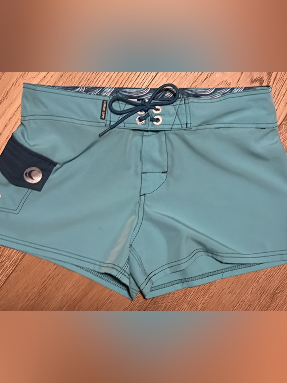 Women's Aqua Athletic Swim Shorts with Lace-Up Waist